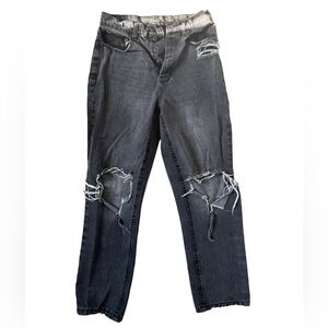 Distressed Straight-Leg Jeans